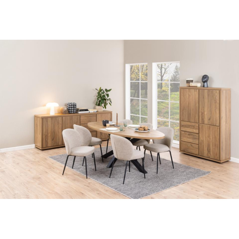 Lot 2 Chaises PATRICIA Métal noir mat & Tissu Monza Crème