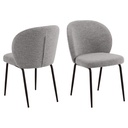 Lot 2 Chaises PATRICIA Métal noir mat & Tissu Monza Gris clair