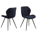 Lot 2 Chaises PETRI Mét. Noir mat & Tissu Monza bleu foncé