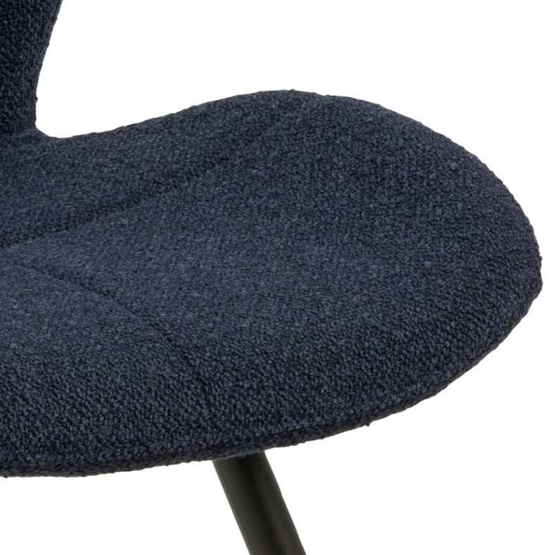 Lot 2 Chaises PETRI Mét. Noir mat & Tissu Monza bleu foncé
