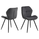 Lot 2 Chaises PETRI Mét. noir mat & Tissu Holly anthracite