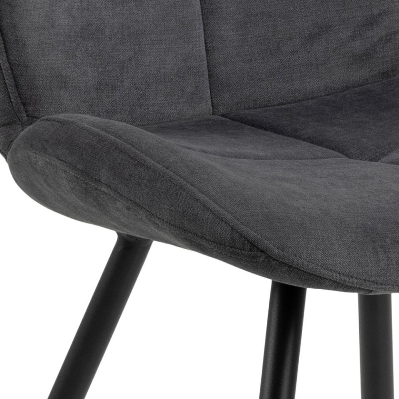 Lot 2 Chaises PETRI Mét. noir mat & Tissu Holly anthracite