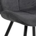 Lot 2 Chaises PETRI Mét. noir mat & Tissu Holly anthracite