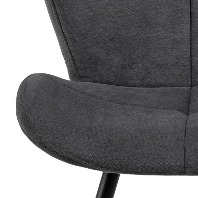 Lot 2 Chaises PETRI Mét. noir mat & Tissu Holly anthracite