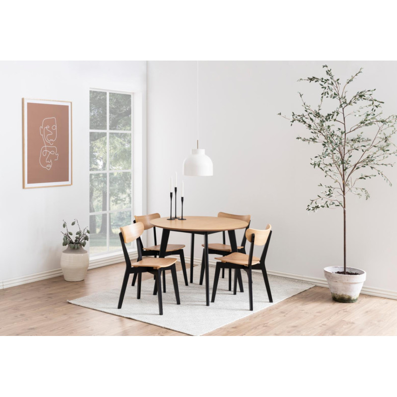 Lot 2 Chaises ROXBY Hévéa noir mat & Chêne laqué AC