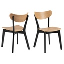 Lot 2 Chaises ROXBY Hévéa noir mat & Chêne laqué AC