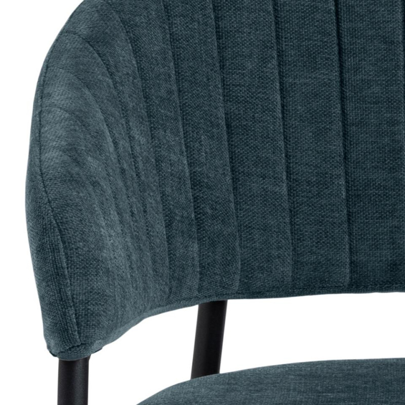 Lot 2 Fauteuils ANN Métal noir mat & Tissu Danny bleu foncé