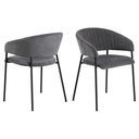 Lot 2 Fauteuils ANN Métal noir mat & Tissu Danny gris foncé
