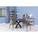 Lot 2 Fauteuils ANN Métal noir mat & Tissu Danny gris foncé