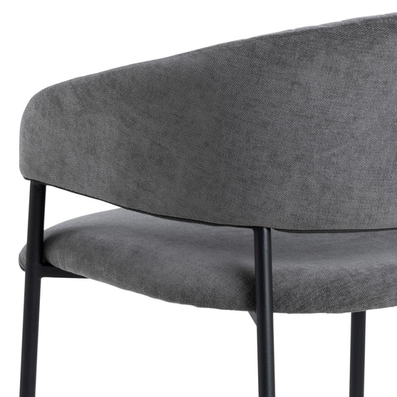 Lot 2 Fauteuils ANN Métal noir mat & Tissu Danny gris foncé