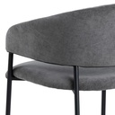 Lot 2 Fauteuils ANN Métal noir mat & Tissu Danny gris foncé