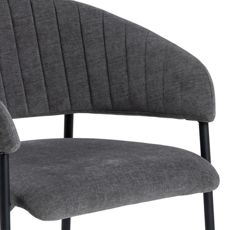 Lot 2 Fauteuils ANN Métal noir mat & Tissu Danny gris foncé