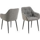 Lot 2 Fauteuils BROOKE  Mét. Noir mat & Tissu Monza gris