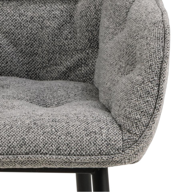 Lot 2 Fauteuils BROOKE  Mét. Noir mat & Tissu Monza gris