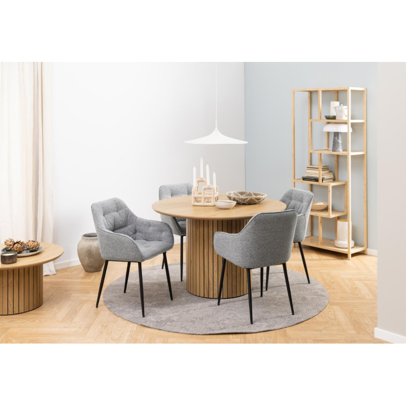 Lot 2 Fauteuils BROOKE  Mét. Noir mat & Tissu Monza gris