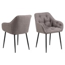 Lot 2 Fauteuils BROOKE Mét. Noir mat & Basel Gris-brun clair