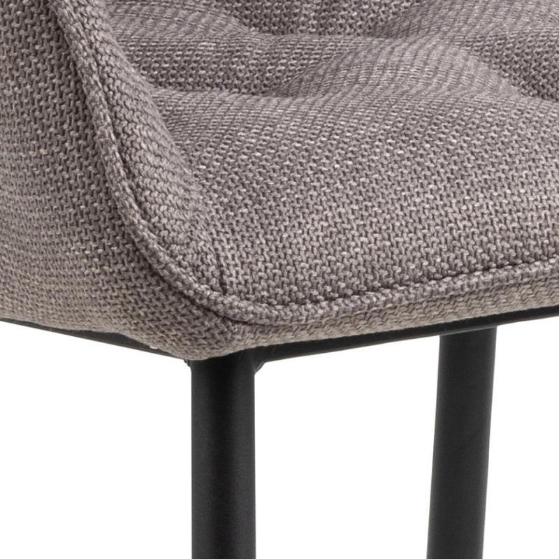 Lot 2 Fauteuils BROOKE Mét. Noir mat & Basel Gris-brun clair