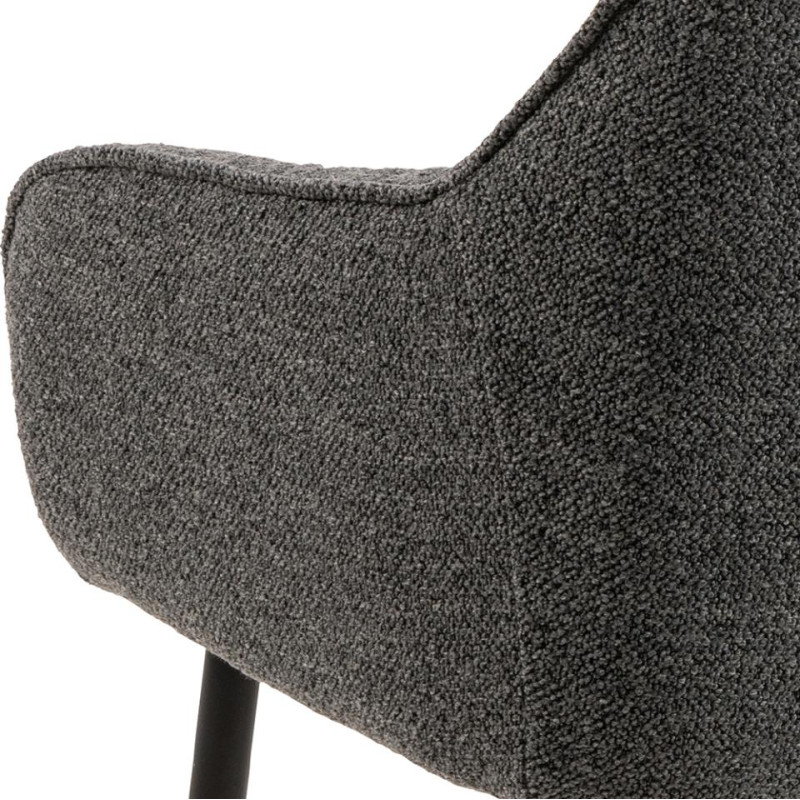 Lot 2 Fauteuils BROOKE Mét. Noir mat & Tissu Monza anthracite