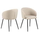 Lot 2 Fauteuils ELEANOR Mét. Noir mat & Tissu Basel beige
