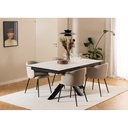 Lot 2 Fauteuils ELEANOR Mét. Noir mat & Tissu Basel beige