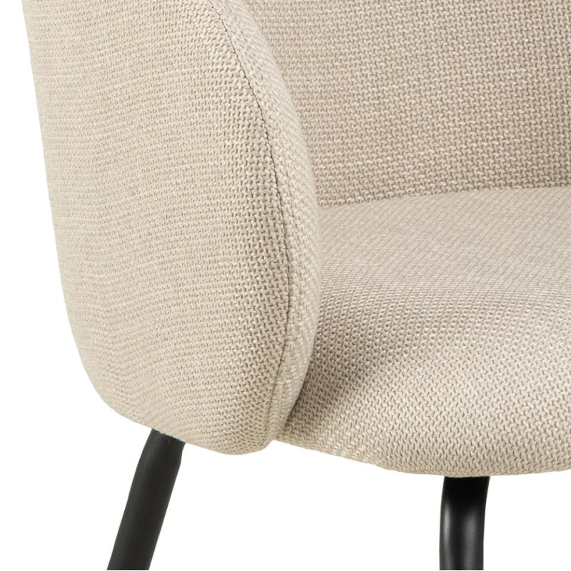Lot 2 Fauteuils ELEANOR Mét. Noir mat & Tissu Basel beige