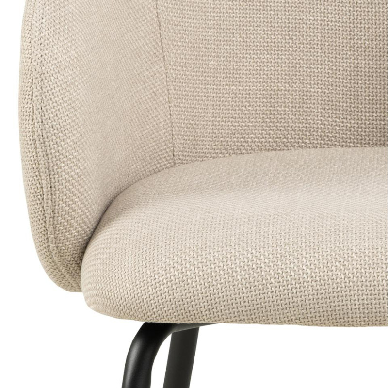 Lot 2 Fauteuils ELEANOR Mét. Noir mat & Tissu Basel beige