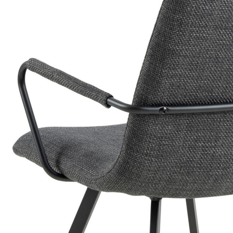 Lot 2 Fauteuils SELINA  Métal noir mat & Tissu Basel Gris foncé