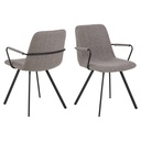 Lot 2 Fauteuils SELINA Métal noir mat & Tissu Basel Beige
