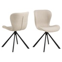 Lot 2 chaises BATILDA  Mét. Noir mat & Tissu Basel beige
