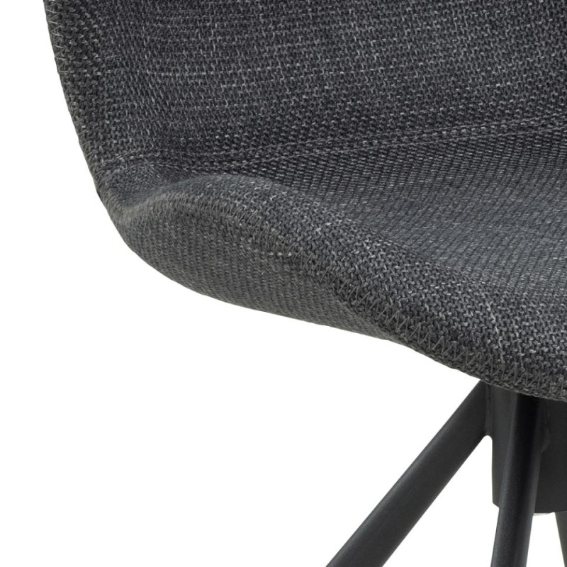Lot 2 chaises BATILDA Mét. Noir mat & Tissu Basel gris foncé