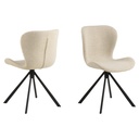 Lot 2 chaises BATILDA Mét. Noir mat & Tissu Monza crème
