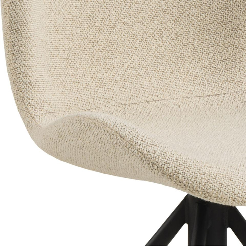 Lot 2 chaises BATILDA Mét. Noir mat & Tissu Monza crème