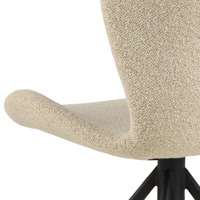 Lot 2 chaises BATILDA Mét. Noir mat & Tissu Monza crème