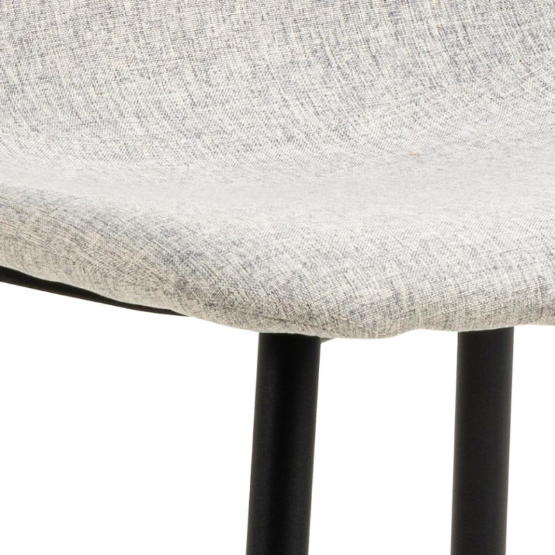 Lot 4 Chaises CELIA  Mét. Noir mat & Tissu Nesia gris clair