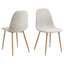 Lot 4 Chaises CELIA Mét. Chêne & Tissu Nesia gris clair