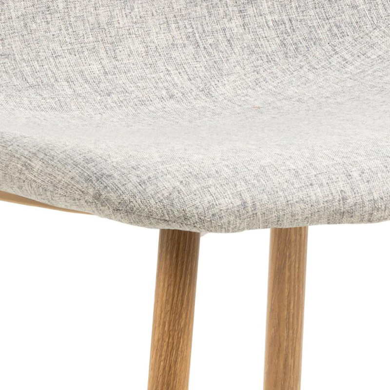 Lot 4 Chaises CELIA Mét. Chêne & Tissu Nesia gris clair
