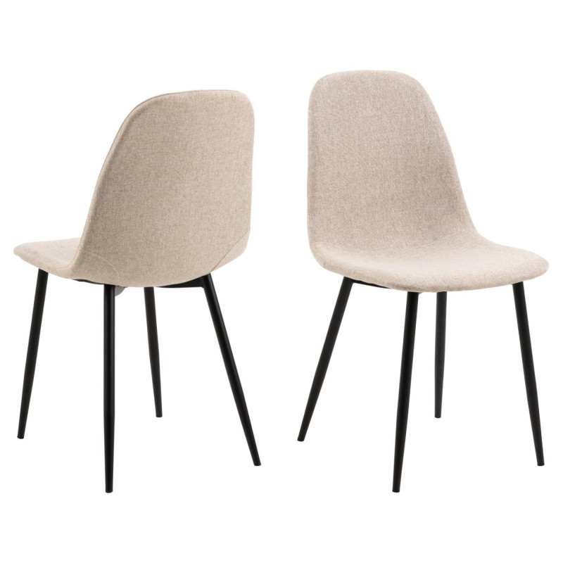 Lot 4 Chaises CELIA Mét. Noir mat & Tissu Nesia beige
