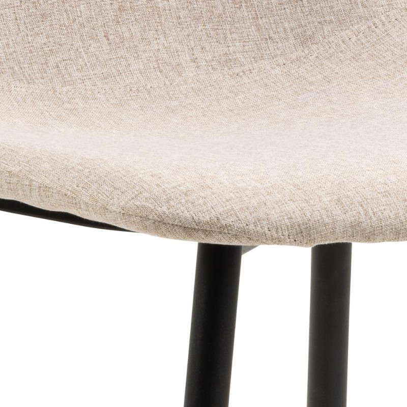 Lot 4 Chaises CELIA Mét. Noir mat & Tissu Nesia beige