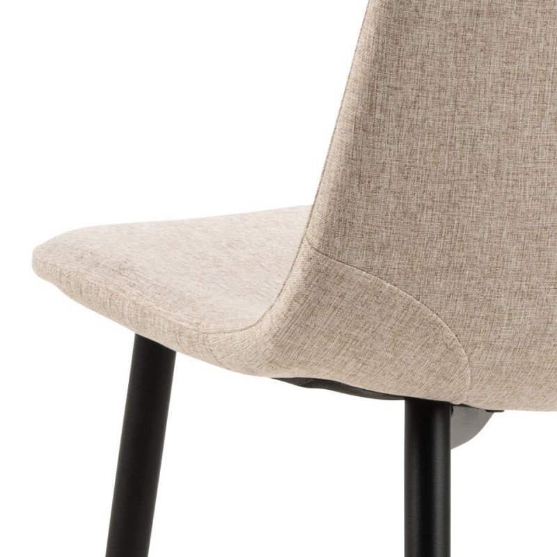 Lot 4 Chaises CELIA Mét. Noir mat & Tissu Nesia beige