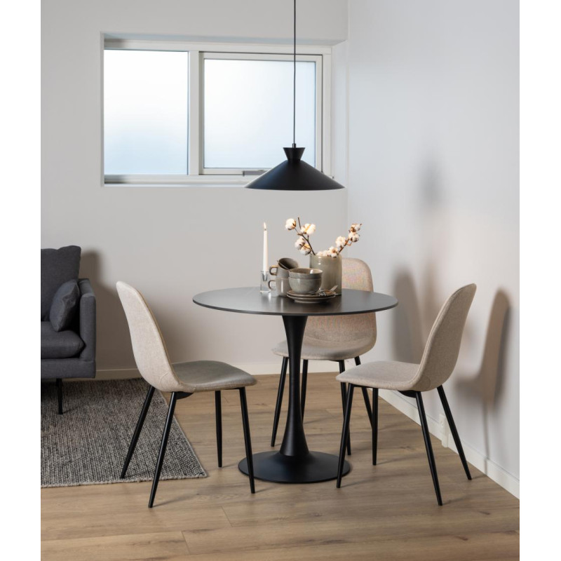 Lot 4 Chaises CELIA Mét. Noir mat & Tissu Nesia beige