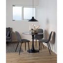 Lot 4 Chaises CELIA Mét. Noir mat & Tissu Nesia gris foncé