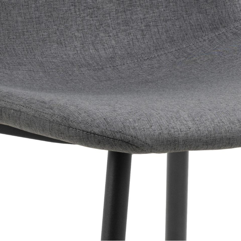 Lot 4 Chaises CELIA Mét. Noir mat & Tissu Nesia gris foncé