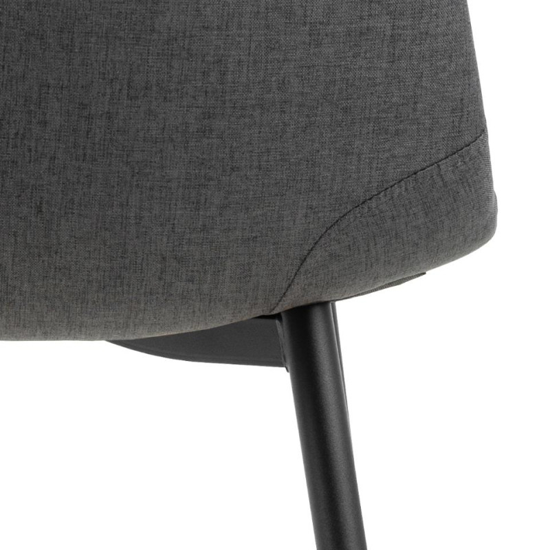 Lot 4 Chaises CELIA Mét. Noir mat & Tissu Nesia gris foncé