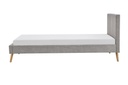 Cadre de lit style scandinave en tissu avec pieds bois - Gris clair - 90 x 190 cm