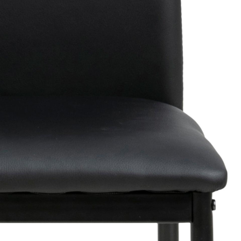 Lot 4 Chaises DEMINA  Métal noir & Cuir PU noir