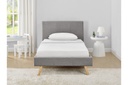Cadre de lit style scandinave en tissu avec pieds bois - Gris clair - 90 x 190 cm