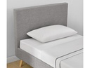 Cadre de lit style scandinave en tissu avec pieds bois - Gris clair - 90 x 190 cm