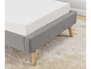 Cadre de lit style scandinave en tissu avec pieds bois - Gris clair - 90 x 190 cm