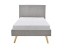 Cadre de lit style scandinave en tissu avec pieds bois - Gris clair - 90 x 190 cm