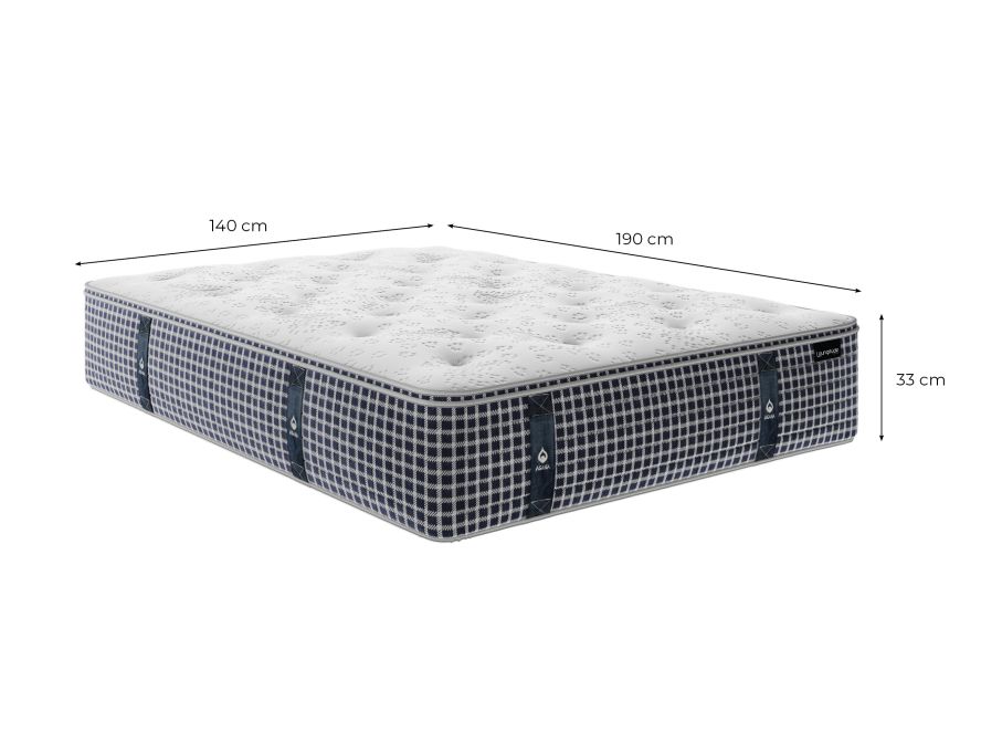 Matelas HANEN à mémoire de forme + ressorts ensachés - 33cm d'épaisseur - 140 x 190cm